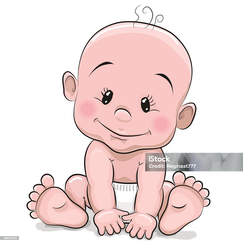 Cute cartoon baby boy Cute cartoon baby boy isolated on a white background Baby Girls stock vector