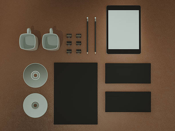 istock Mockup business template. Set of elements on the braun table. 488118420