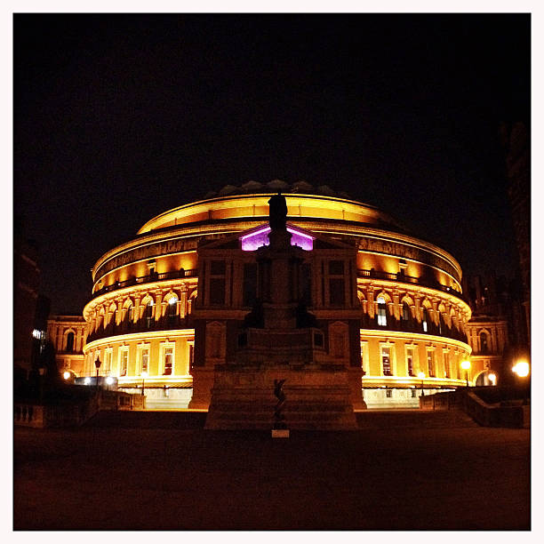 Royal Albert Hall, London The famous concert hall in the evening. London, UK. Shot with an IPhone. royal albert hall stock pictures, royalty-free photos & images