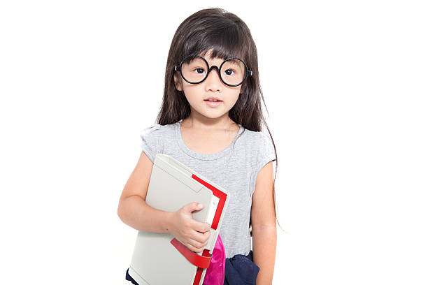 istock Little asian business girl isolate on white backgr 488121177