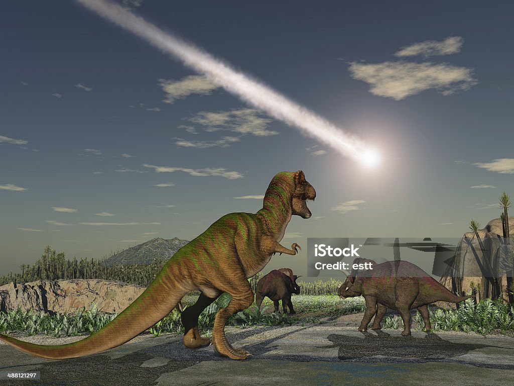 Asteróide que varreu os dinossauros da face - Foto de stock de Dinossauro royalty-free