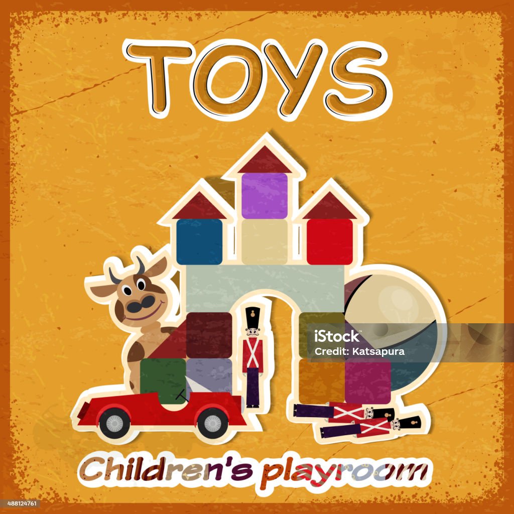 Bild von alten Spielzeug, Einladung im Spielzimmer für Kinder - Lizenzfrei Altertümlich Vektorgrafik