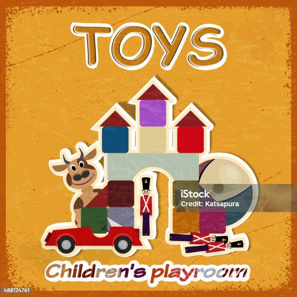 Bild Von Alten Spielzeug Einladung Im Spielzimmer Für Kinder Stock Vektor Art und mehr Bilder von Altertümlich