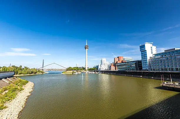Skyline Düsseldorf with Rhein River,