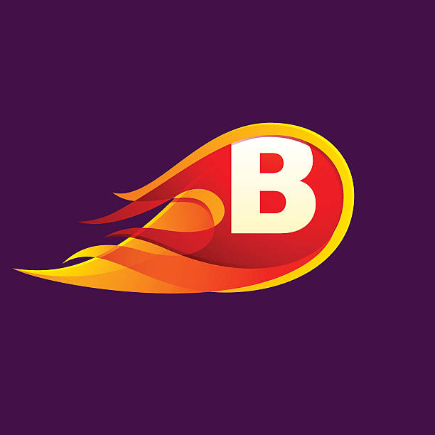 B letter icon with red fire flames. Letter vector design template elements for your application or corporate identity. fire letter b stock illustrations