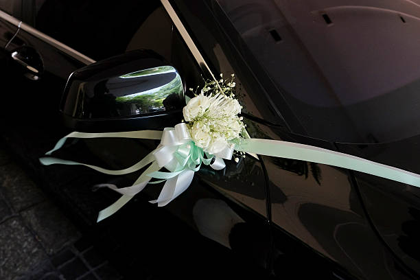 istock Flower bouquet on a wedding car 488152718