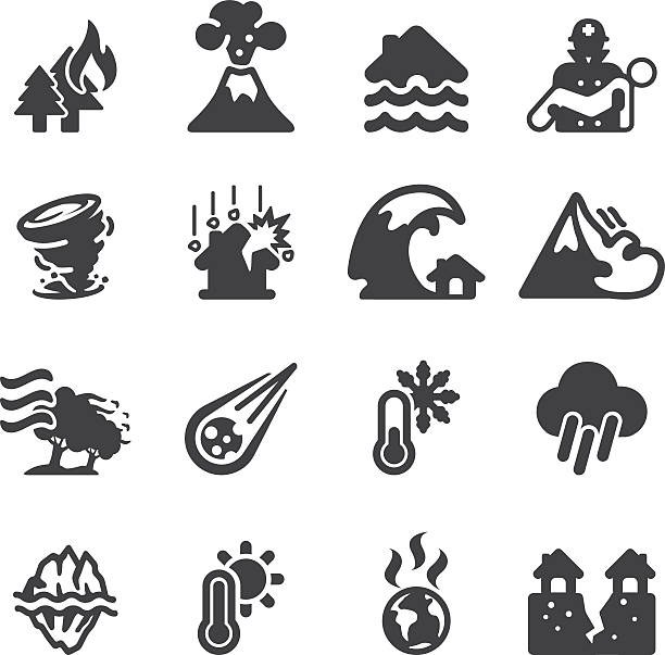 Disaster Silhouette icons | EPS10 Disaster Silhouette icons  2004 indian ocean earthquake and tsunami stock illustrations