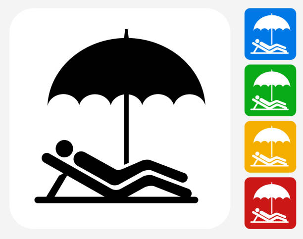 ilustrações de stock, clip art, desenhos animados e ícones de descontrair ícone flat design gráfico - protection umbrella people stick figure