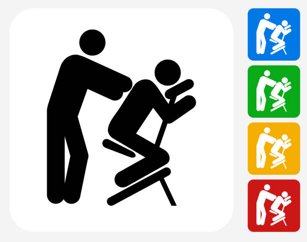 massage-symbol flache grafik design - leitende person stock-grafiken, -clipart, -cartoons und -symbole