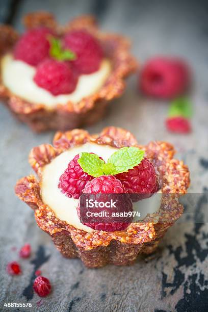 Raspberry Tarts Stock Photo - Download Image Now - 2015, Almond, Baked