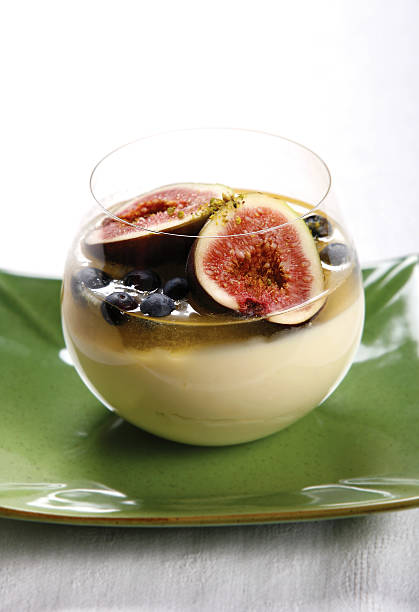 custard and fruit dessert in a bowl