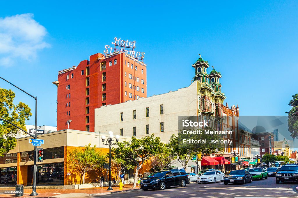 Façade de l'hôtel historique St. James dans le quartier de gaslamp - Photo de Affaires libre de droits