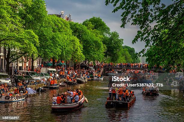 Queensday In Amsterdam Stock Photo - Download Image Now - King's Day - Netherlands, Amsterdam, Canal