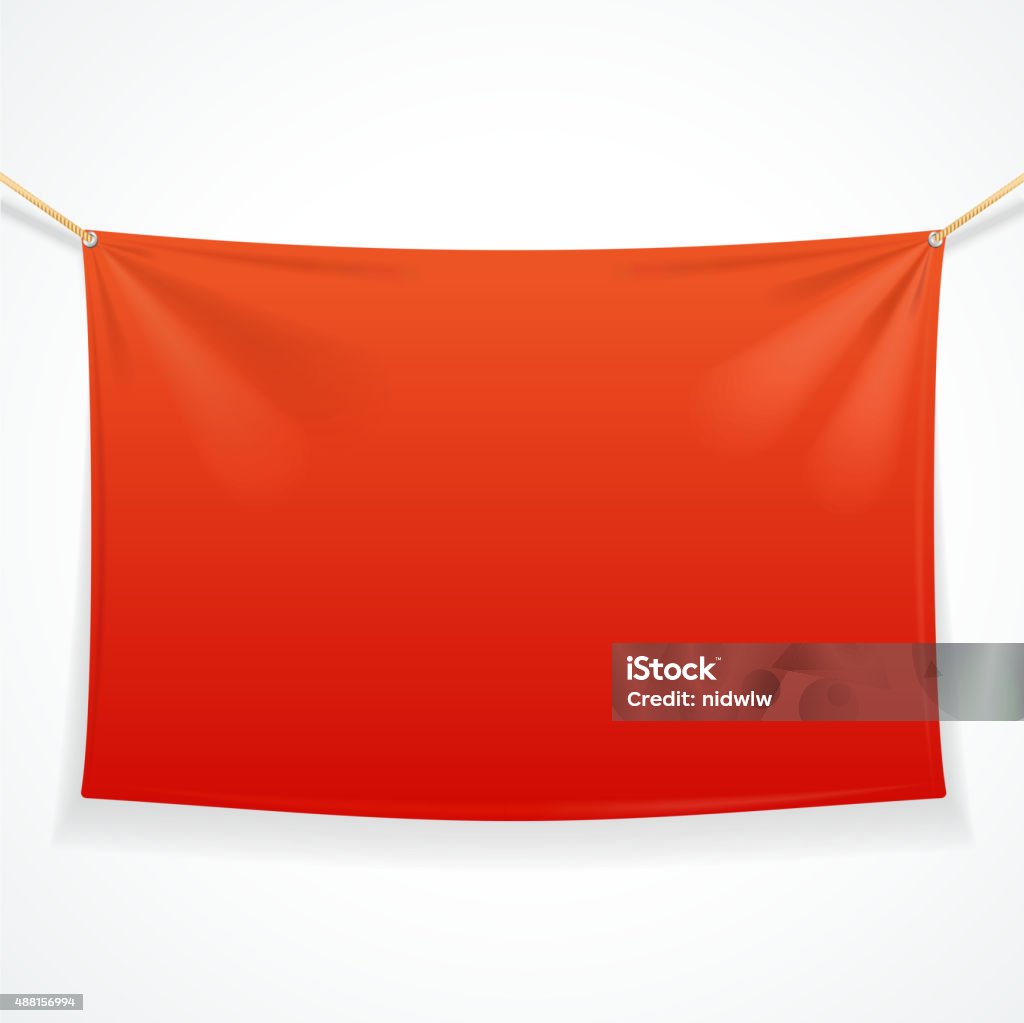 Fabric Rectangular Red Banner With Ropes Vector Stock Illustration ...