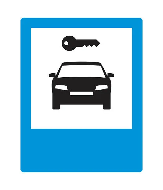 Vector illustration of Road sign:Car rental.