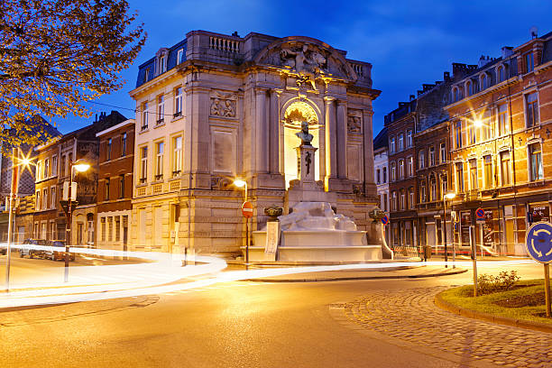 Verviers, Belgium - April 27, 2014: The Ortmans fountain is a monument in Verviers. It was erected in 1893 in memory of Jean-François Ortmans (Verviers Mayor from 1855 to 1885). It was created by Clement Vivroux. 