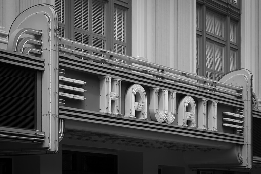 Honolulu, Hawaii, USA - March 5, 2009 - The Hawaii Theatre is a historic Vaudeville theatre and cinema in downtown Honolulu, Hawaii. It is listed on the State and National Register of Historic Places.