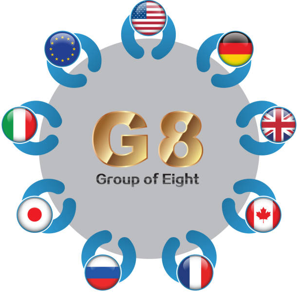 g8 summit - italy g8 politics russia stock illustrations