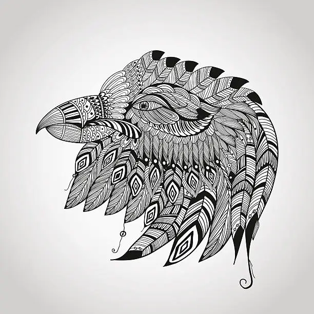 Vector illustration of Vector Tattoo Eagle Head