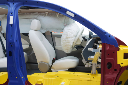 Modern car Showing Airbag inside, cut in half with path