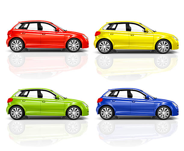 istock Set of 3D Hatchback Car 488177095