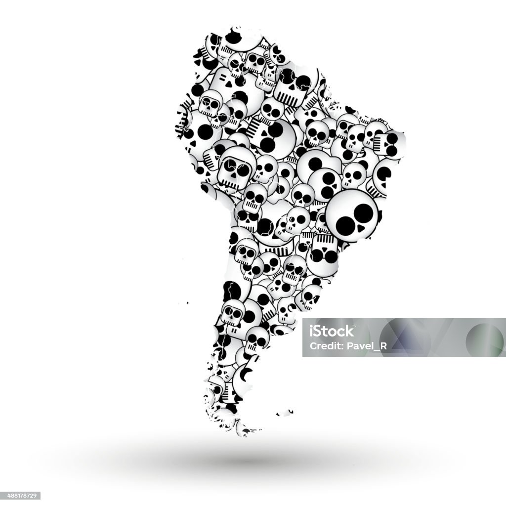 South America map in form of skulls background South America map in the form of skulls background vector Abstract stock vector