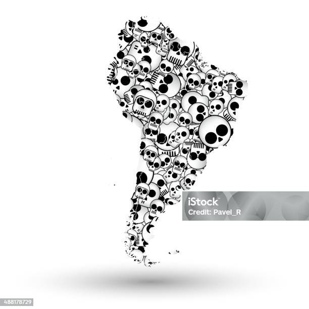 South America Map In Form Of Skulls Background Stock Illustration - Download Image Now - Abstract, Education, Human Settlement