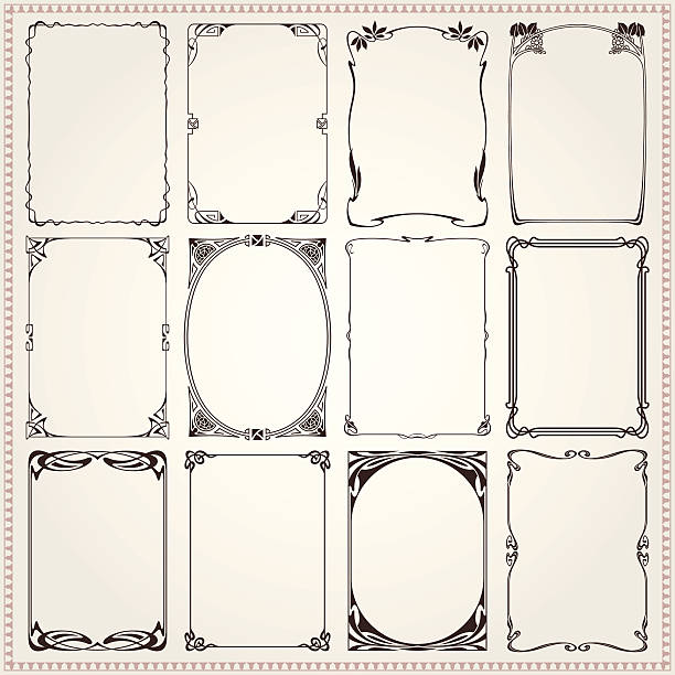 Borders And Frames Art Nouveau Style Set Of Borders And Frames Art Nouveau Vintage Style border frame stock illustrations