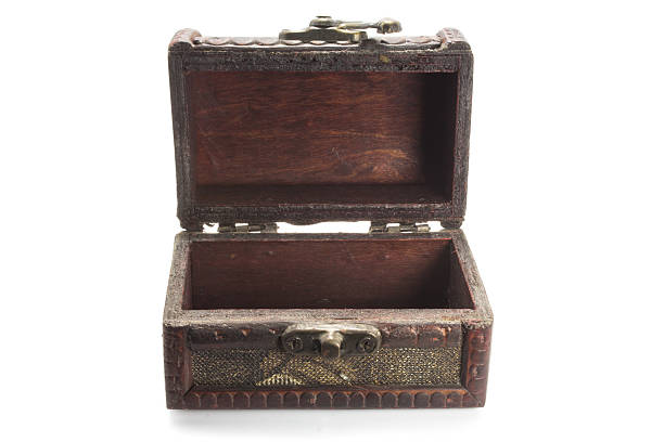 istock Old wooden box isolated white background 488179735