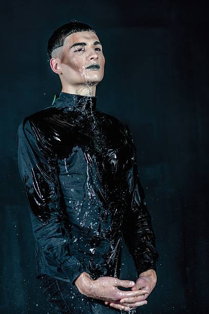 istock Water splash photography. Stop water liquid men in studio 488180659