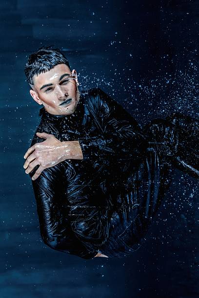 istock Water splash photography. Stop water liquid men in studio 488180683