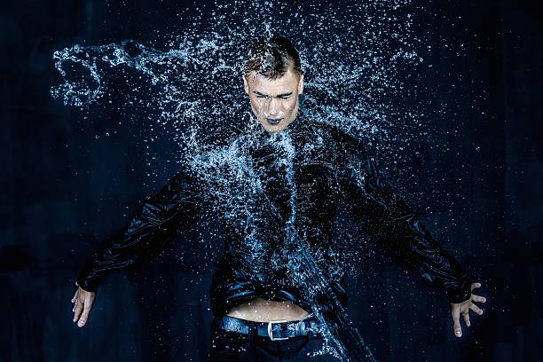 istock Water splash photography. Stop water liquid men in studio 488180711