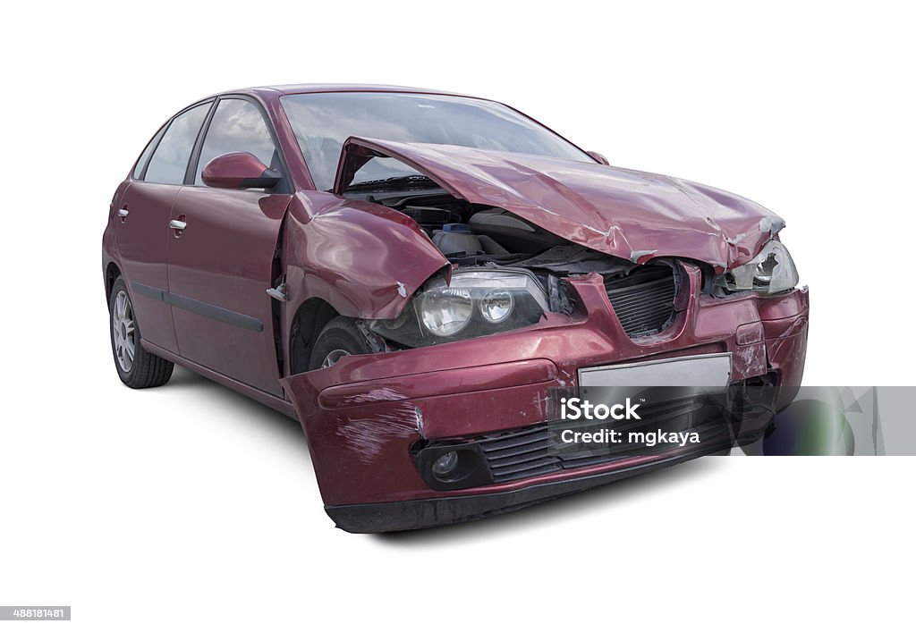 Car Accident Damaged car isolated on white background. Car Stock Photo Car Accident Damaged car isolated on white background. Car Stock Photo