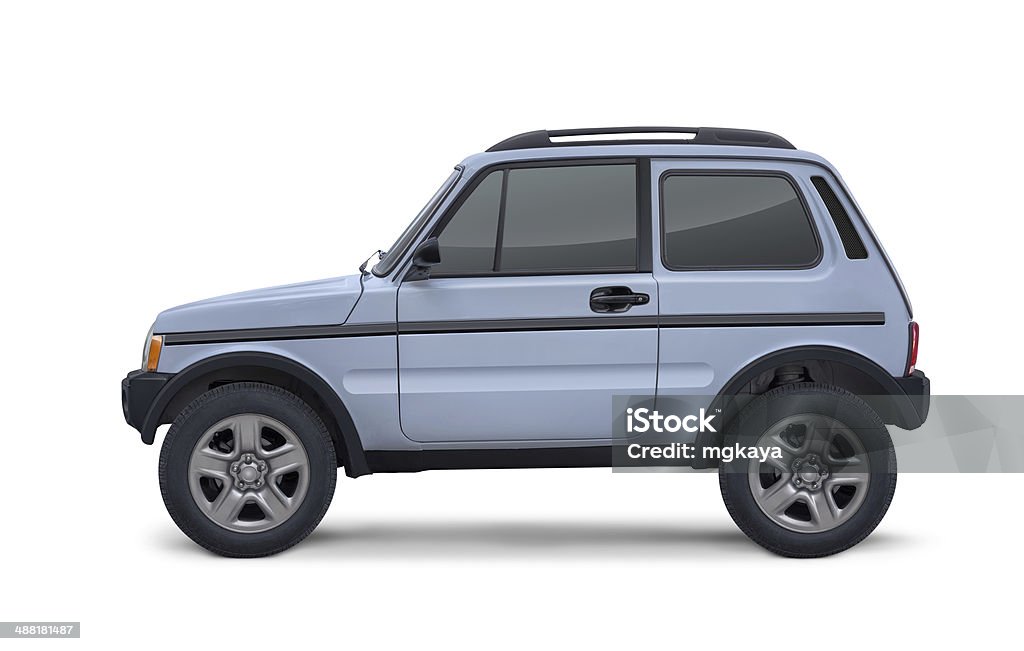 Custom Off-Road Vehicle Side view of custom SUV (sports utility vehicle). Isolated on white background. Digitally generated image. Cut Out Stock Photo