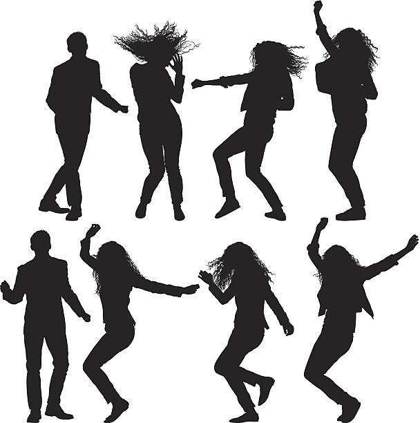 Dancing people vector art illustration