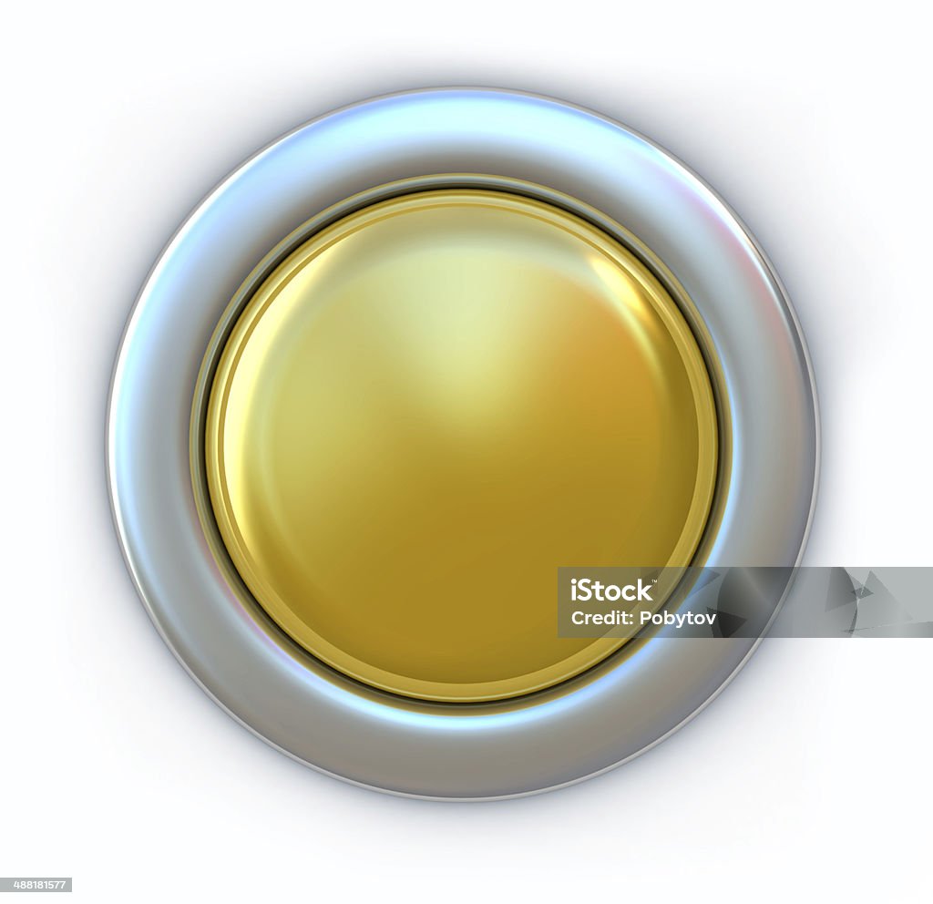 Golden Button Blank Golden Button Isolated On White  Push Button Stock Photo