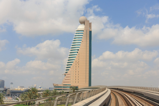The Etisalat Tower 2 building on Sheikh Zayed Road, Dubai, United Arab Emirates.