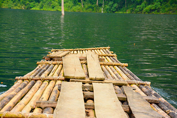 istock Bamboo rafts in Cheow Lan lake,Thailand 488182187