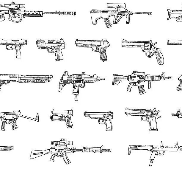 Vector illustration of Seamless pattern with weapons in vector.