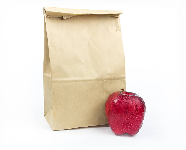 Brown Lunch bag paper stock photo