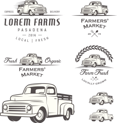 Set of retro farming labels, badges and design elements.