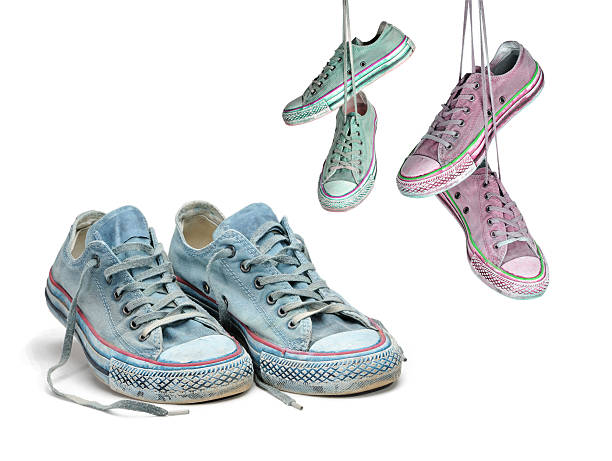 istock Three pairs of sneakers in different colors 488202739