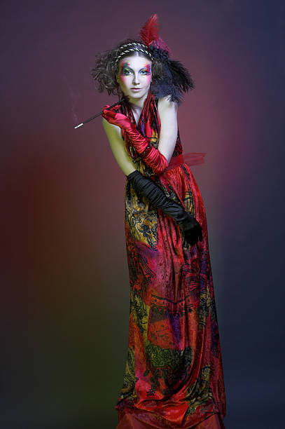istock Stylish woman smoking cigarette. 488203049