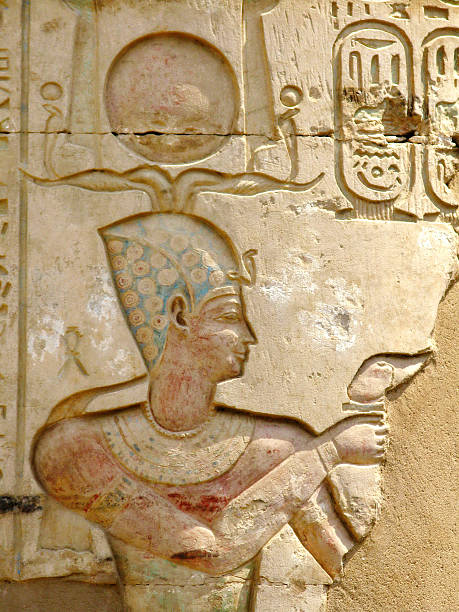 istock Kom Ombo temple, Egypt: polychromed relief of the Pharaoh 488204753