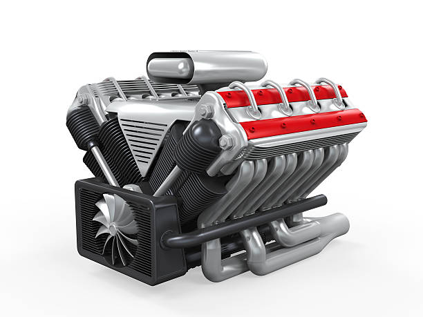 v8 двигатель автомобиля - electrical component steel rod iron стоковые фото и изображения
