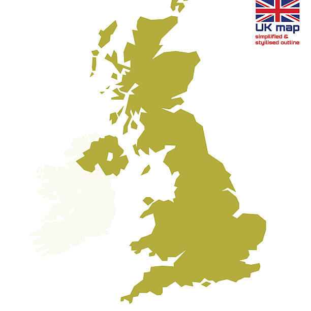 영국 맵 간자체 & 양식화된 외형선 - uk map british flag england stock illustrations