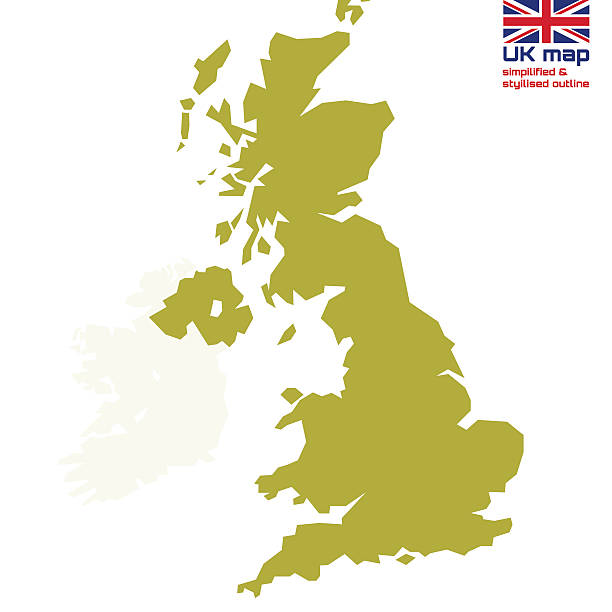 ilustrações, clipart, desenhos animados e ícones de mapa do reino unido com simplificado & estilizada contorno - uk map british flag england