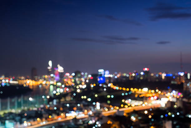 istock Ho Chi Minh city at night with the bokeh effect 488210624