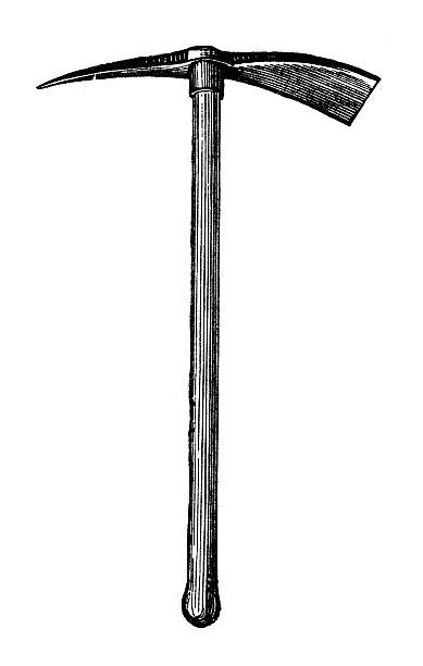 Antique illustration of pick axe hoe Antique illustration of pick axe hoe pick axe stock illustrations