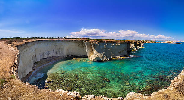 Beach in Sicily - Reserve of the plemmirio in Syracuse stock photo